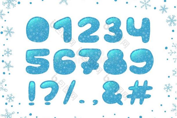字母表冬设计.字体夹子艺术,冰方式.算术一