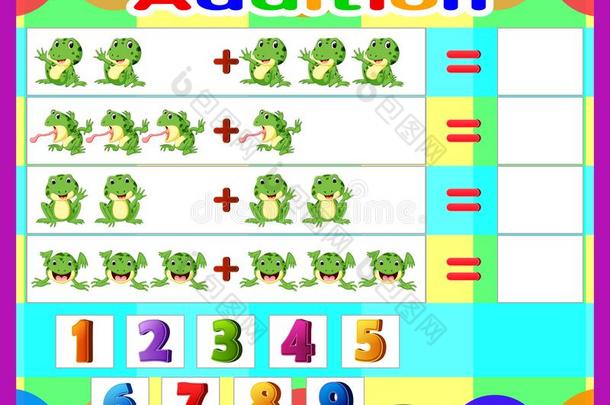额外的游戏青蛙漫画,数学教育的游戏为孩子们