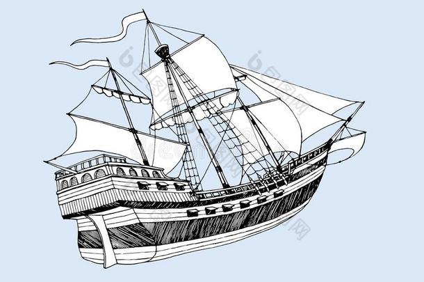 海船小吨位轻快帆船num.三船桅和船