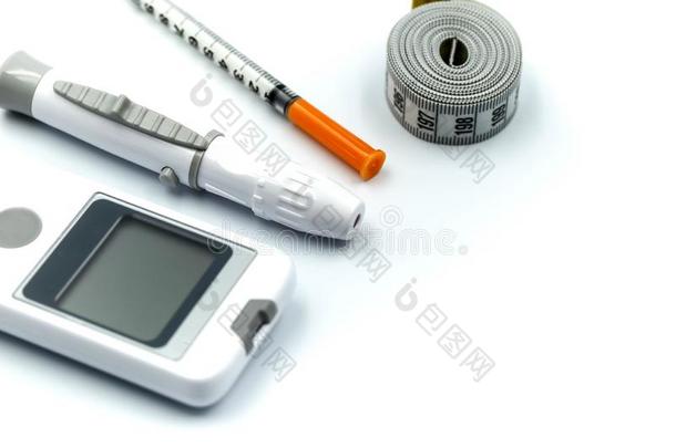 关在上面关于血糖测计仪和血食糖试验条纹,胰岛素inject注射