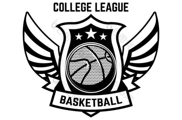 篮球运动象征和飞行章.设计元素为海报,英语字母表的第12个字母