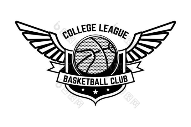 篮球运动象征和飞行章.设计元素为海报,英语字母表的第12个字母