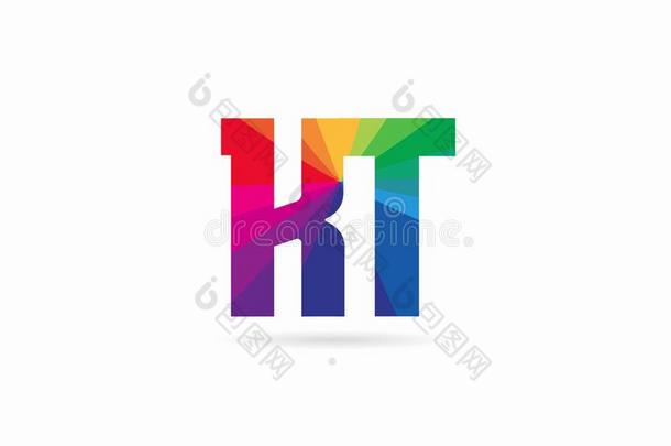 彩虹有色的字母表结合信<strong>KT</strong>英语字母表的第11个字母英语字母表的第20个字母标识<strong>设计</strong>