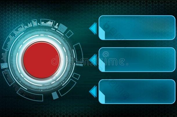 红色的未来的开关按钮和框架信息图表.<strong>科技</strong>