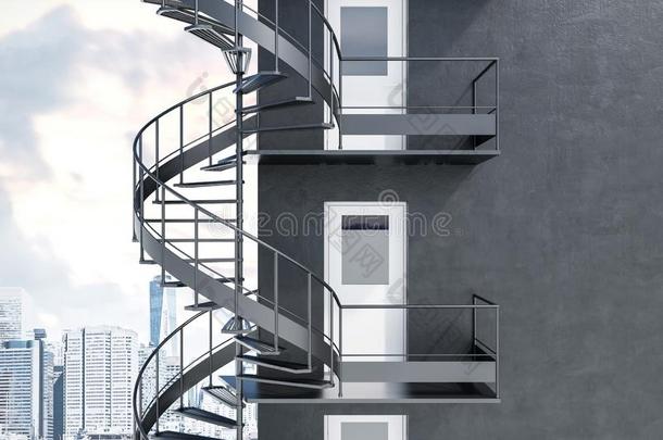 灰色建筑物和灰色紧急情况楼梯