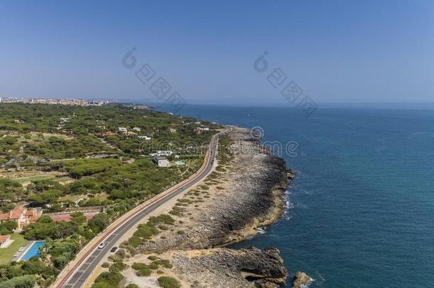 空气的海景画海岸线在近处卡斯凯什,葡萄牙.