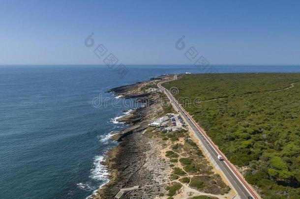 空气的海景画海岸线在近处卡斯凯什,葡萄牙.