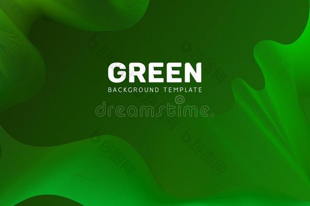 液体现代的绿色的海报样板.抽象的几何的后面