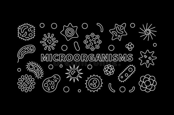 微生物横幅.矢量微生物学直线的说明