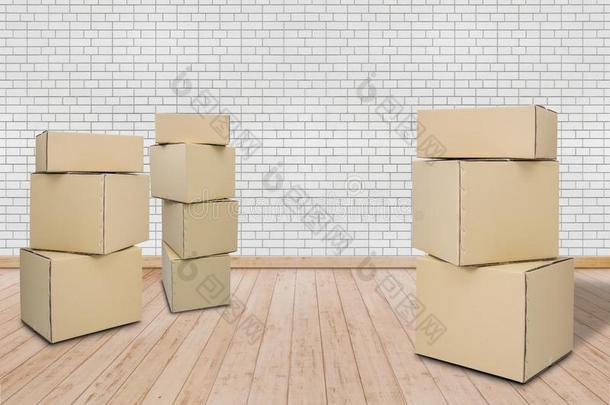 <strong>活动</strong>的采用新的家.空的房间和尤指装食品或液体的)硬纸盒盒