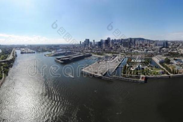 空气的看法360全景画蒙特利尔老的港口和都市的建筑师