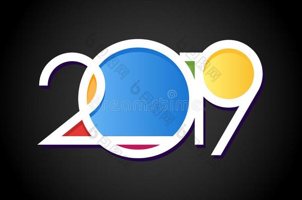 幸福的新的年2019,数字2019,数词2019,富有色彩的2019vect