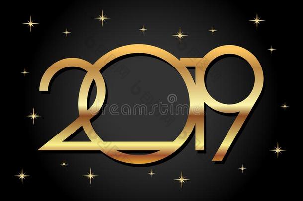 幸福的新的年2019金颜色,数词2019,颜色ful2019vectograp矢量图