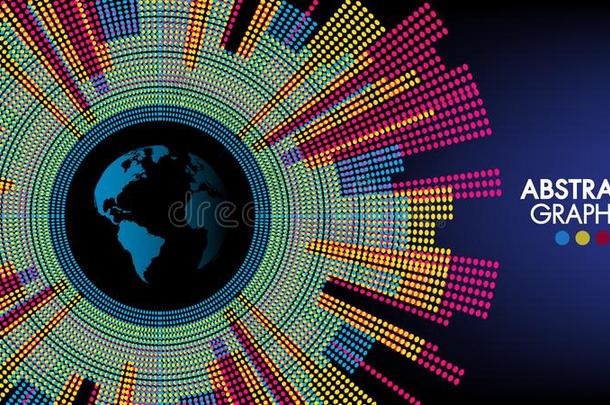 抽象的科技和科学世界,富有色彩的地球图解的demand需要