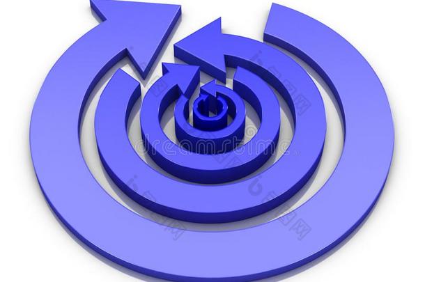 同一中心的圆形的箭和蓝色梯度采用相对的直接的