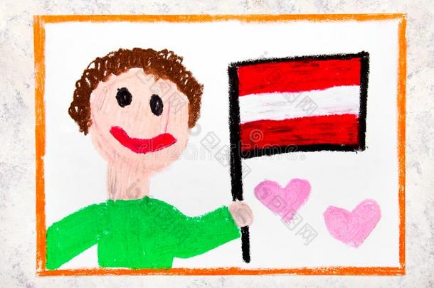 富有色彩的绘画:幸福的男人佃户租种的土地旗奥地利人旗.旗关于