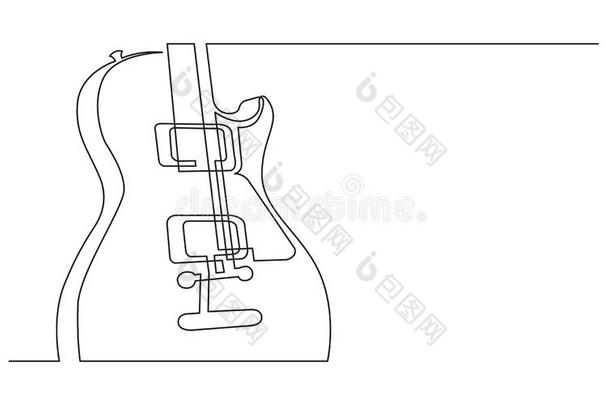 连续的线条绘画关于电的吉他和两个拳击高手