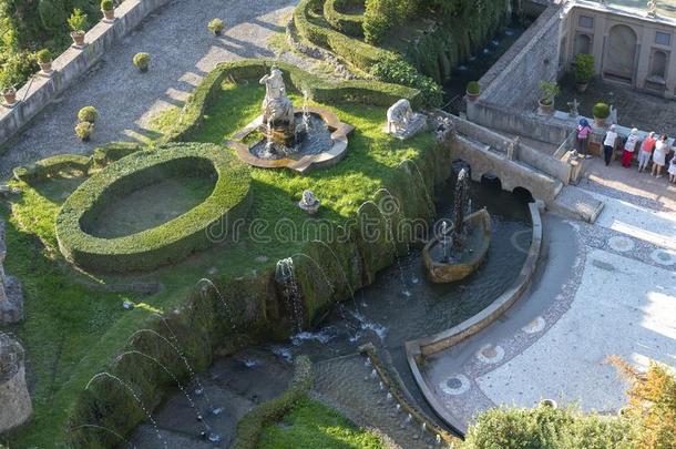 人造喷泉和花园别墅英语字母表中的第四个字母`estate财产蒂沃利,意大利
