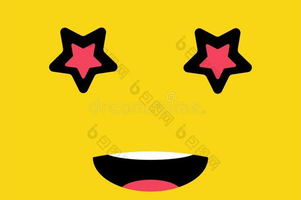 星眼睛有趣的情感表情符号面容.微笑面容向黄色的后座议员