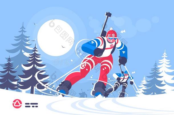 两项竞赛赛跑滑雪男人平的海报