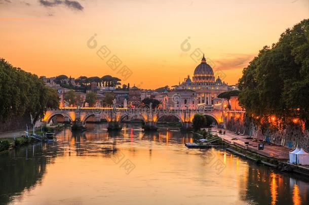 梵蒂冈城市,罗马,意大利,美丽的充满生机的夜影像