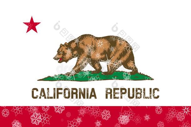美国加州冬雪花旗背景.统一的国家关于一