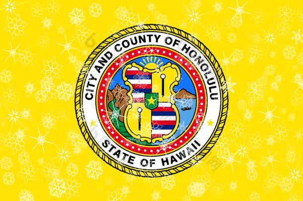 火奴鲁鲁,美国夏威夷州冬雪花旗背景.统一的国家