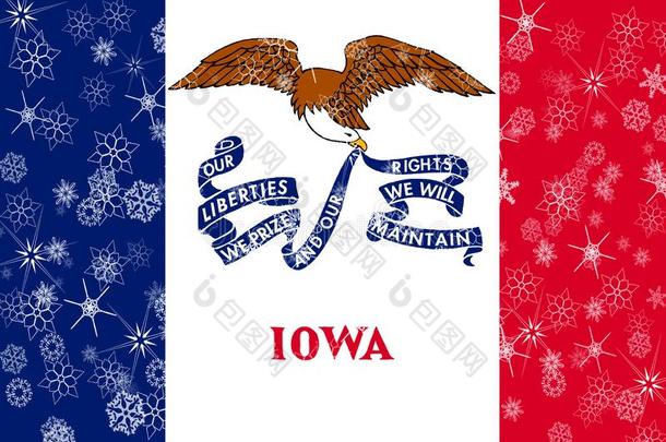 爱荷华州冬雪花旗背景.统一的国家关于美洲