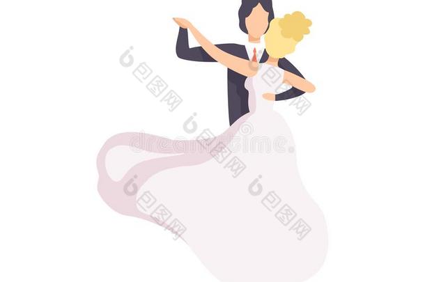 优美的新娘和使整洁跳舞华尔兹舞,对关于新婚夫妇在我们