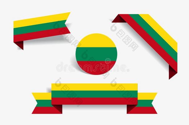立陶宛人旗有背胶的标签和标签.矢量说明.