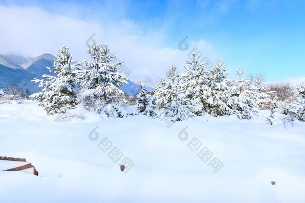 冬雪乡下的山风景,共空间