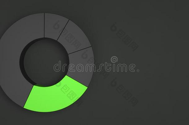黑的戒指馅饼图表和num.一绿色的部门