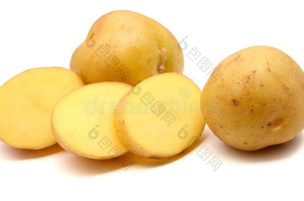 一个人简历黄褐色的马铃薯隔离的白色的背景.
