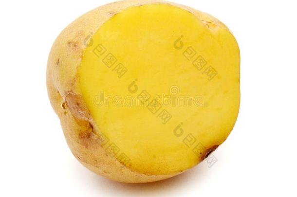一个人简历黄褐色的马铃薯隔离的白色的背景.
