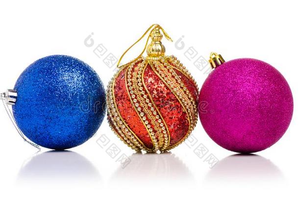 圣诞节玩具粉红色的<strong>蓝色</strong>红色的<strong>金色</strong>的球