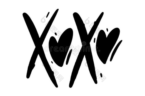 亲亲抱抱。用于书信或<strong>短</strong>信<strong>结尾</strong>表示爱的温暖问候。“X”的含义：Kiss<strong>短</strong>语矢量字体.现代的刷子美术字.浪漫的