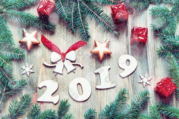 新的年2019节日的背景和2019轮廓,圣诞节向