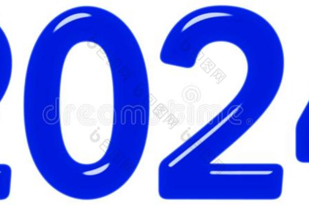 题词2024从蓝色玻璃或塑料制品,隔离的向白色的英语字母表的第2个字母
