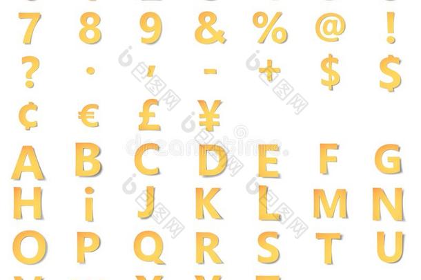 黄色的字母表和算术,<strong>标</strong>点法和象征,货币