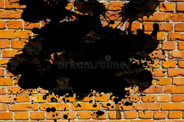 蹩脚货砖墙和黑的墨水溅泼溅起落下刷子structure结构