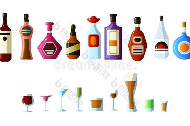 未收回关于不同的<strong>酒</strong>精的饮料采用瓶子和玻璃