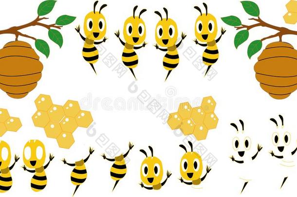 漫画漂亮的蜜蜂吉祥物<strong>系列</strong>.美丽的漂亮的蜜蜂.漫画漂亮的