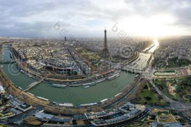 巴黎空气的360全景的城市风光照片看法采用法国