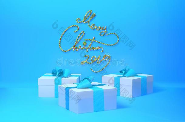 愉快的圣诞节2019字体书面的在旁边富有色彩的条纹向blue蓝色