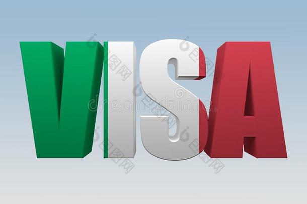 文本签证是（be的三单形式描画的旗关于意大利