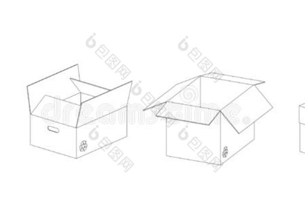 矢量收集关于num.四白色的尤指装食品或液体的)硬纸盒纸盒提纲向wickets三柱门