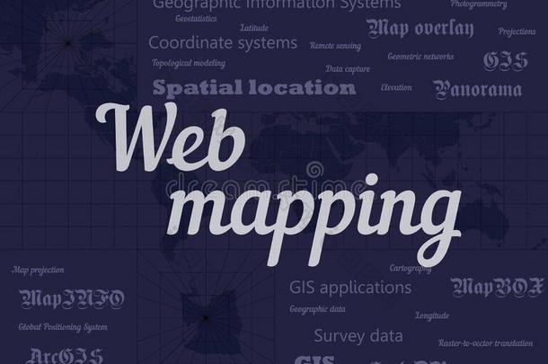 蜘蛛网映射和地理信息系统地理学的信息系矢量横幅