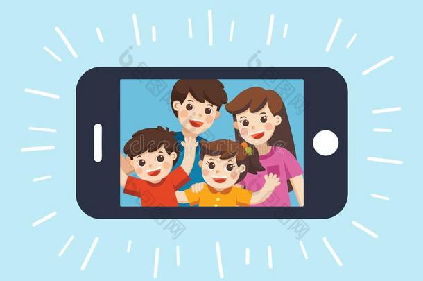 幸福的家庭自拍照照片向smartph向e展览.自拍照照片winter冬天
