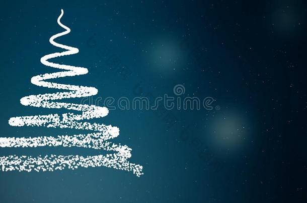 抽象的圣诞节树有插画的报章杂志在旁边螺旋白色的线条向蓝色