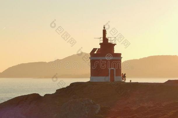 风景灯塔采用指已提到的人海岸加利西亚省,Spa采用,欧洲.